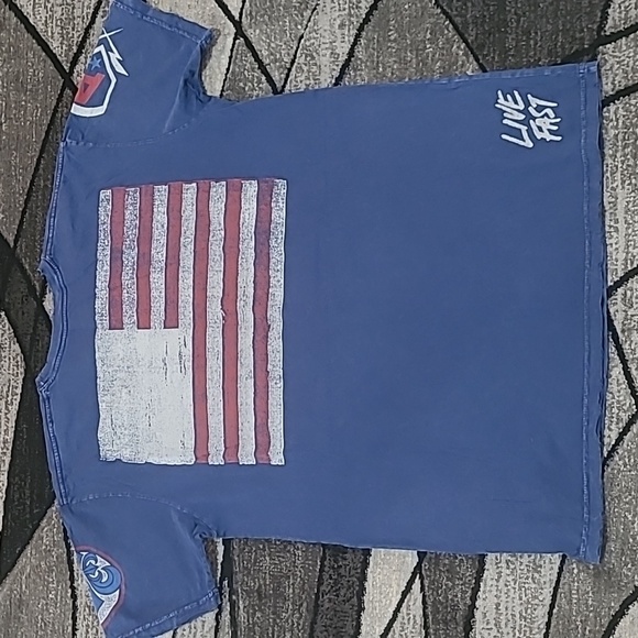 AFFLICTION AMERICAN CUSTOMS LIVE FAST RAW-EDGE AMERICAN FLAG LAVA WASH TEE-SHIRT - Picture 8 of 12